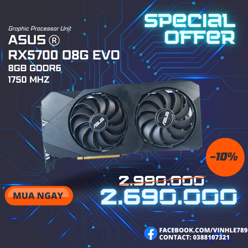 Card màn hình ASUS RX 5700 DUAL O8G EVO | BigBuy360 - bigbuy360.vn