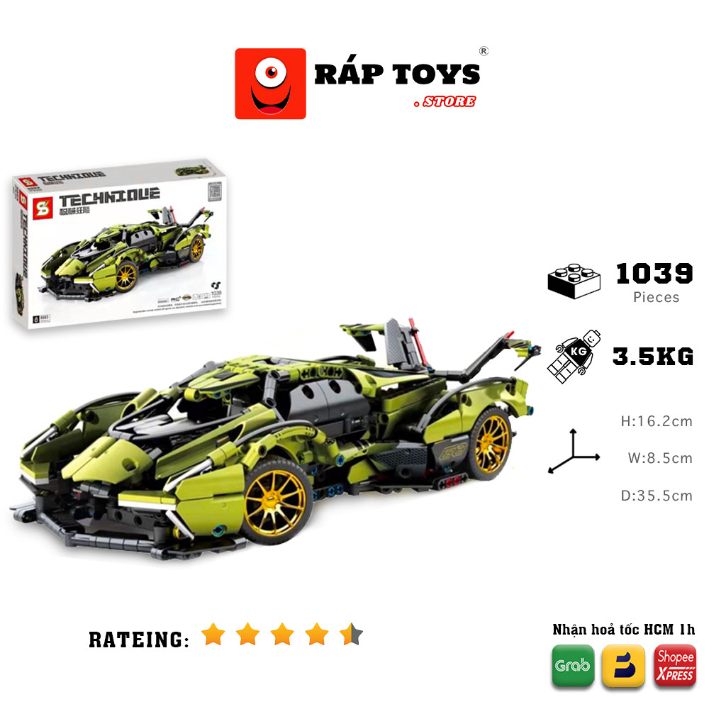 Mô hình NON-LEGO siêu xe LAMBORGHINI V12 VISION, mô hình technic tỉ lệ 1:14 với 1039 PCS , BẢN ĐẸP SIÊU CHI TIẾT