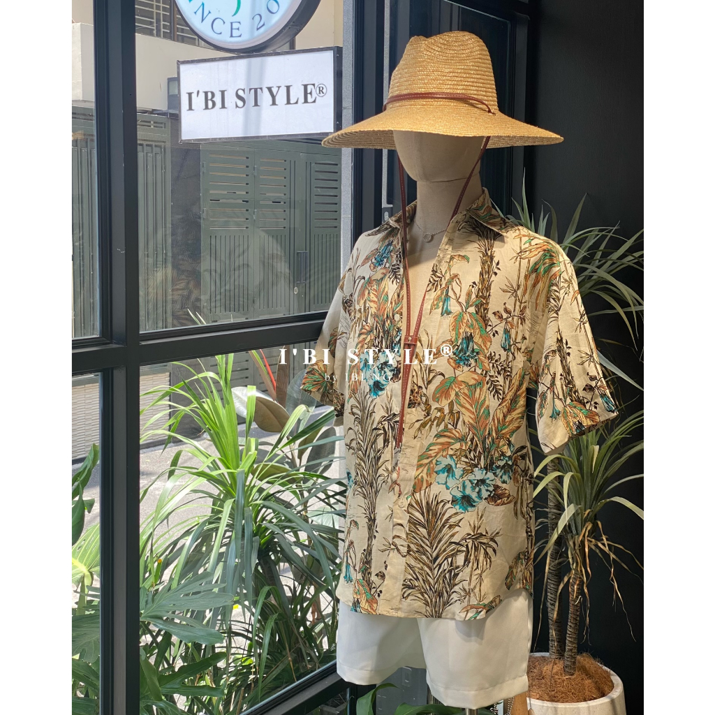 Áo Sơ Mi Tay Ngắn Linen Tropical Kem