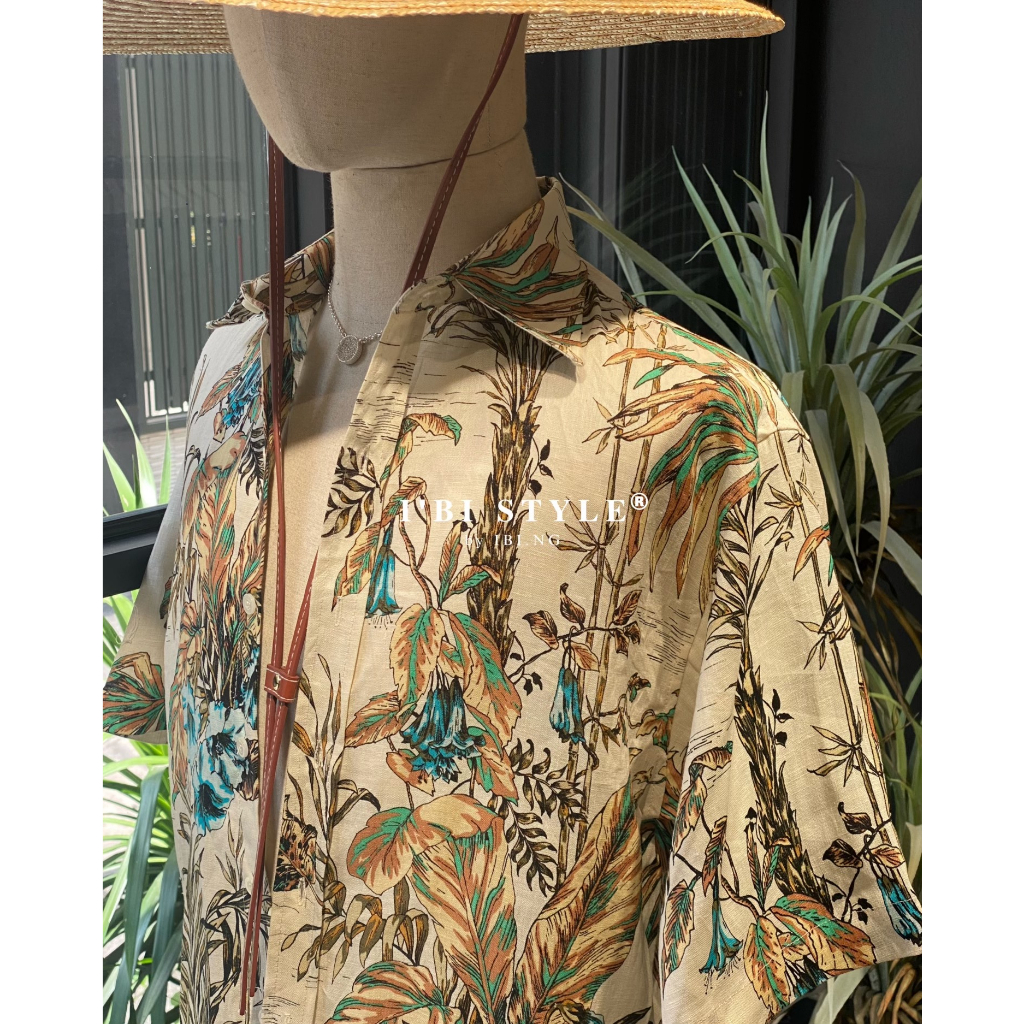 Áo Sơ Mi Tay Ngắn Linen Tropical Kem
