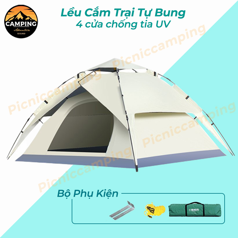 Lều cắm trại tự bung, lều dã ngoại cho 4-6 người có thể tháo rời kích thước