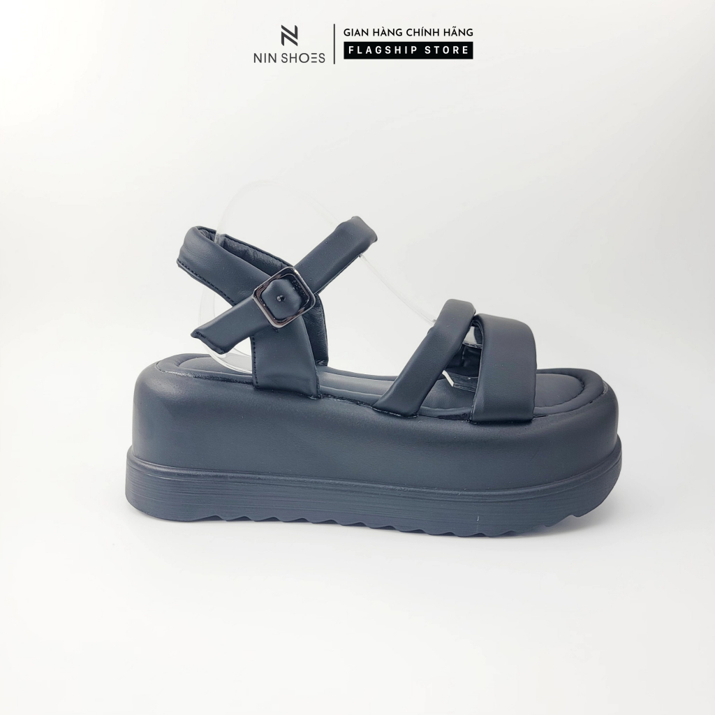 Dép lê nữ Ninshoes bánh mỳ siêu xinh êm chân 2 quai ngang vuông quai hậu tiện lợi