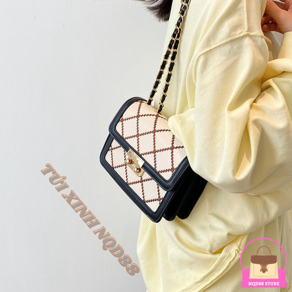 Túi xách đeo chéo đeo vai nữa khoá miu thêu trám thời trang hàn quốc NQD88 TX32