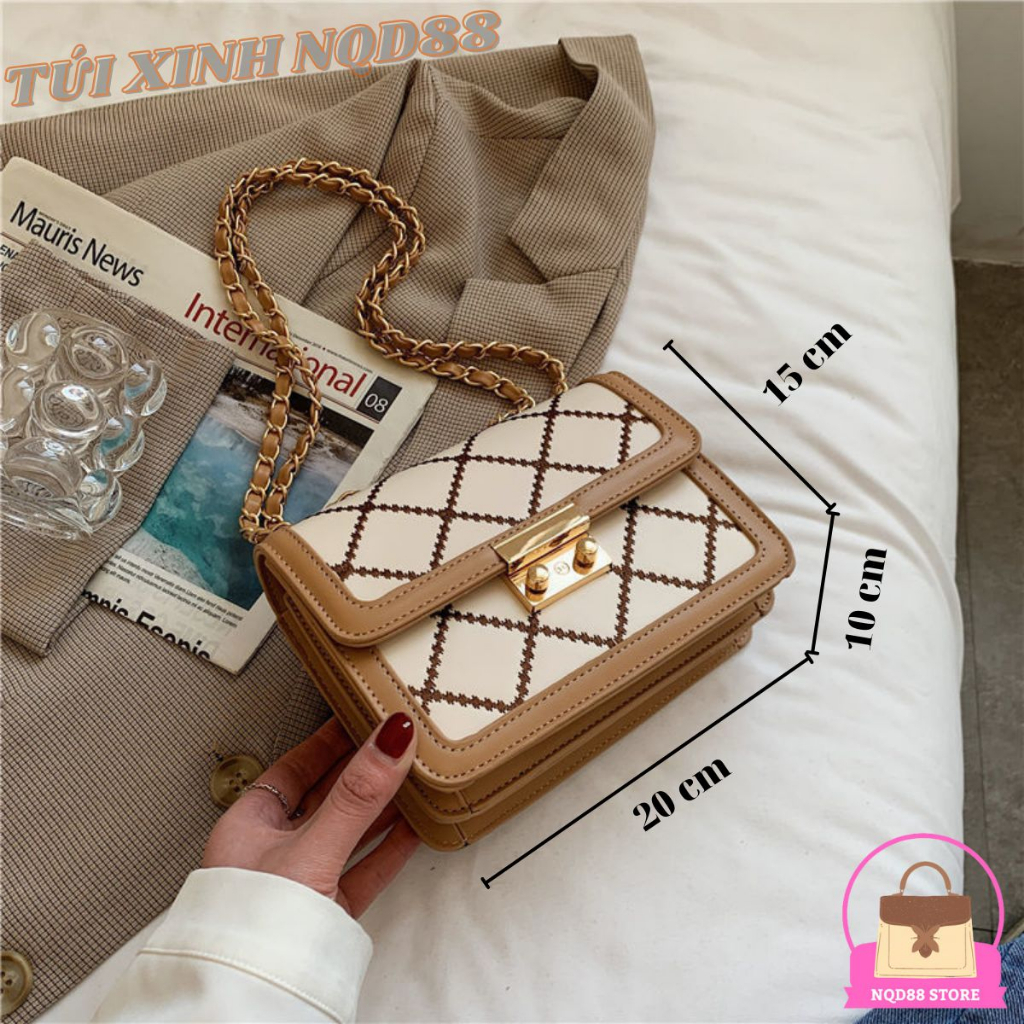 Túi xách đeo chéo đeo vai nữa khoá miu thêu trám thời trang hàn quốc NQD88 TX32
