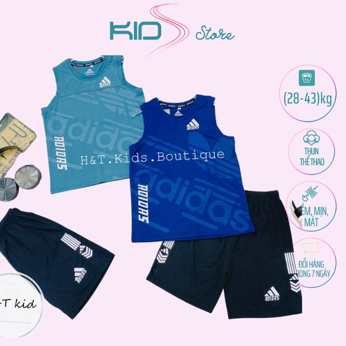 28- 43 kg] Bộ quần áo ba lỗ xuân hè thể thao dành cho bé trai, chất cotton cao cấp mịn đẹp, không xù, thoáng mát