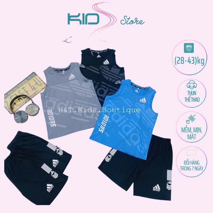 28- 43 kg] Bộ quần áo ba lỗ xuân hè thể thao dành cho bé trai, chất cotton cao cấp mịn đẹp, không xù, thoáng mát