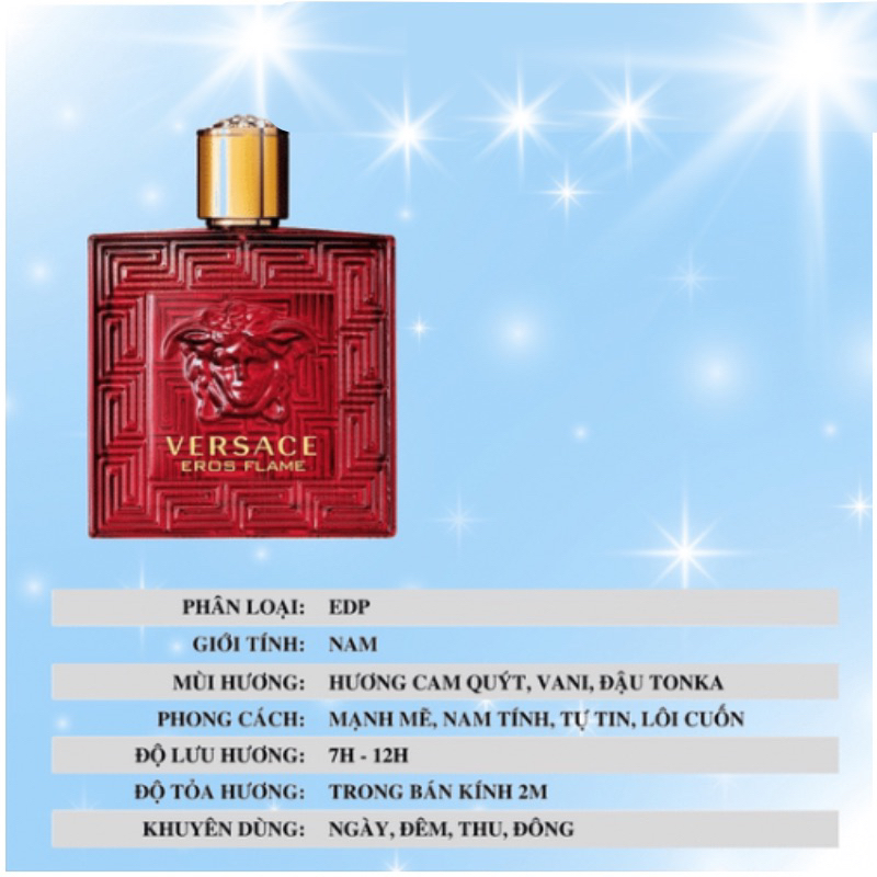 Nước hoa nam VERSACE EROS 100ml lịch lãm đẳng cấp phái mạnh lưu hương lâu - Dầu Thơm Lưu Hương Lâu