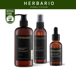 Bộ chăm sóc tóc dầu gội bưởi và bồ kết herbario 300mm + Serum bưởi bồ kết 30ml + Tinh dầu bưởi bưởi bồ kết 100ml