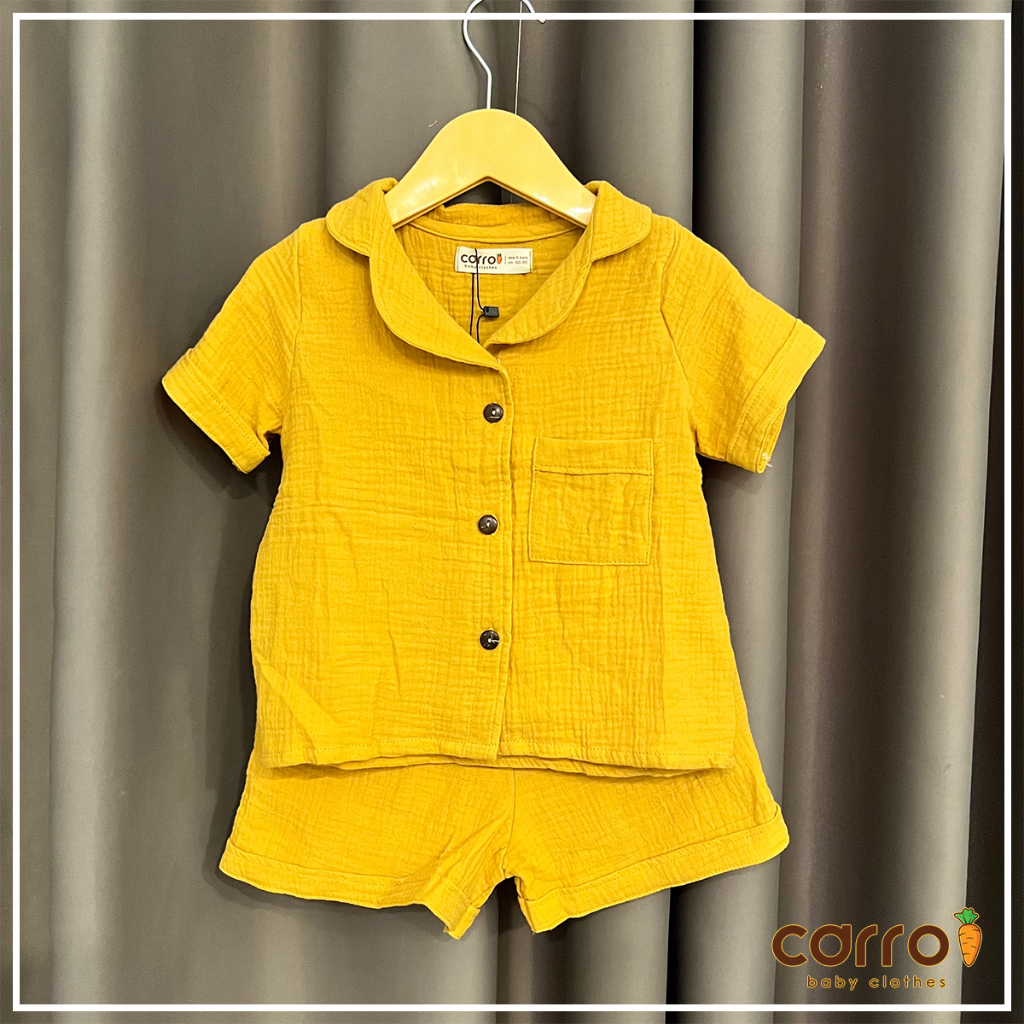 Pijama xô muslin cho bé trai bé gái từ 1 đến 4 tuổi Pijama Carrot Baby Clothes