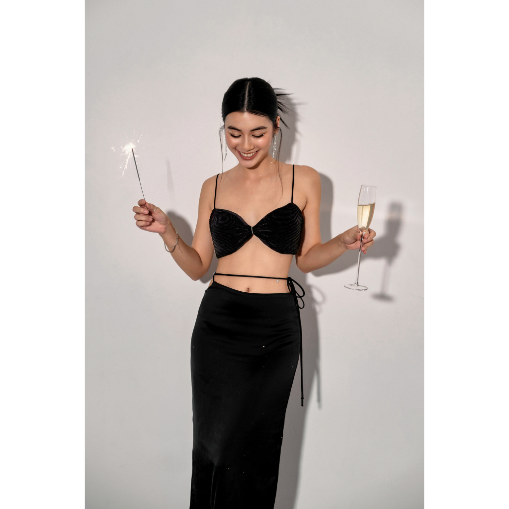 Kaiko Top - Vải dập ly ánh nhũ có mút