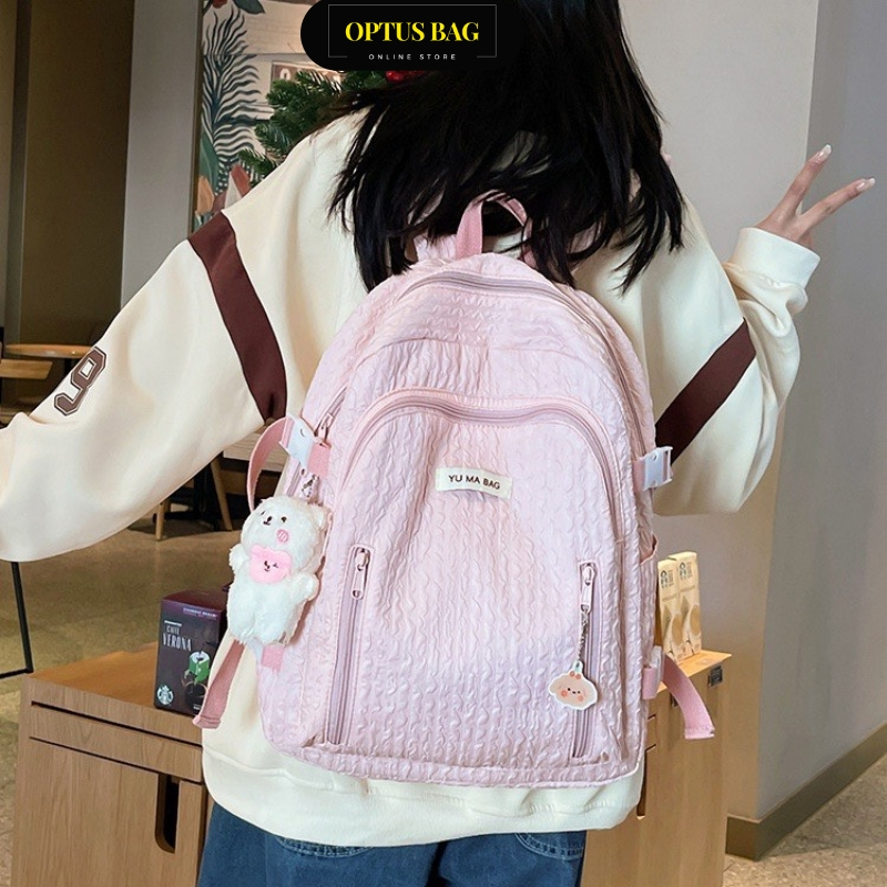 Balo, balo thời trang, balo nữ nam vải polyester dù mềm mịn_Hàng sẵn Optusbag