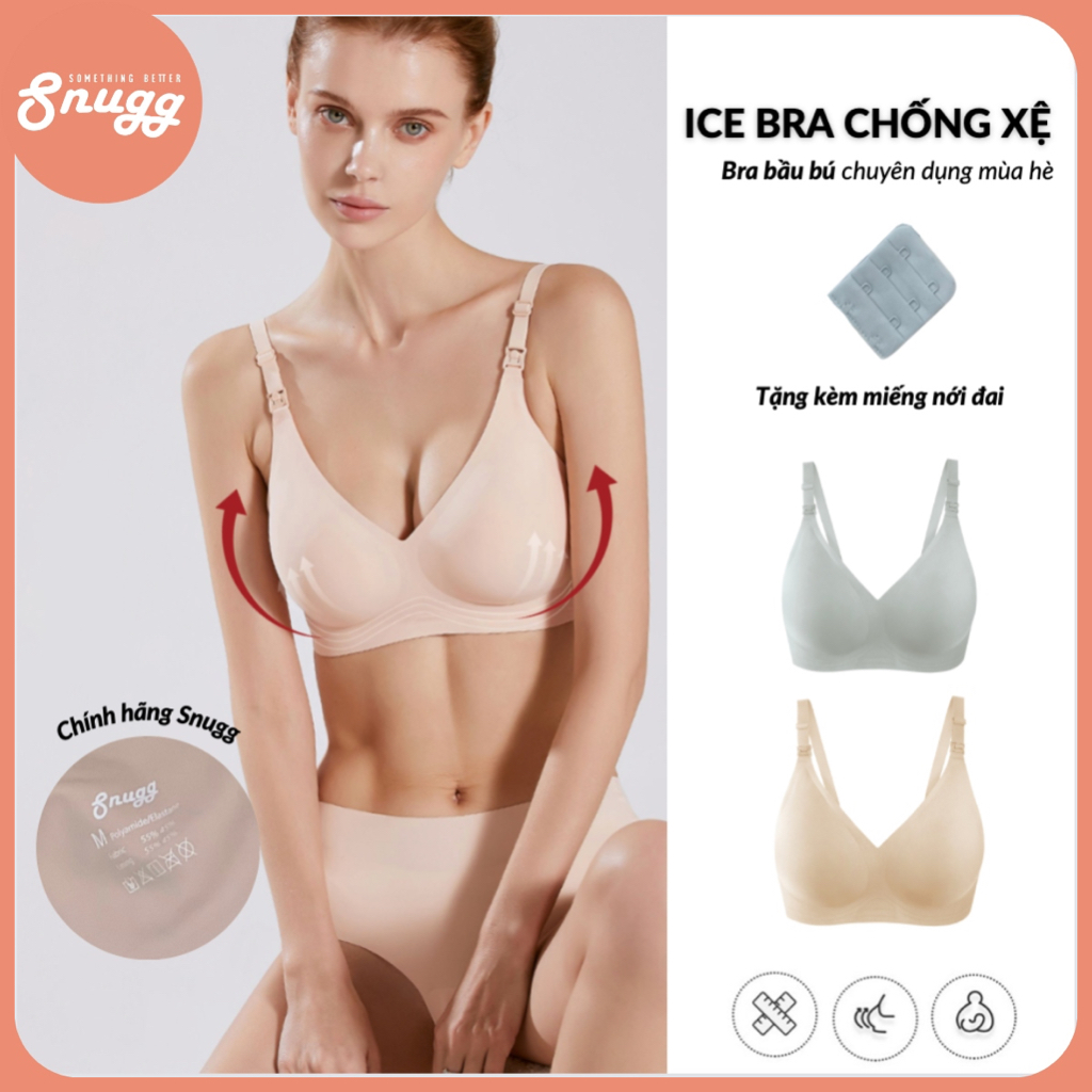(HOT NEW/Tặng nới) Áo ngực bầu bú hỗ trợ chống xệ lụa spandex Ice bra làm mát mùa hè Snugg - SNU2176
