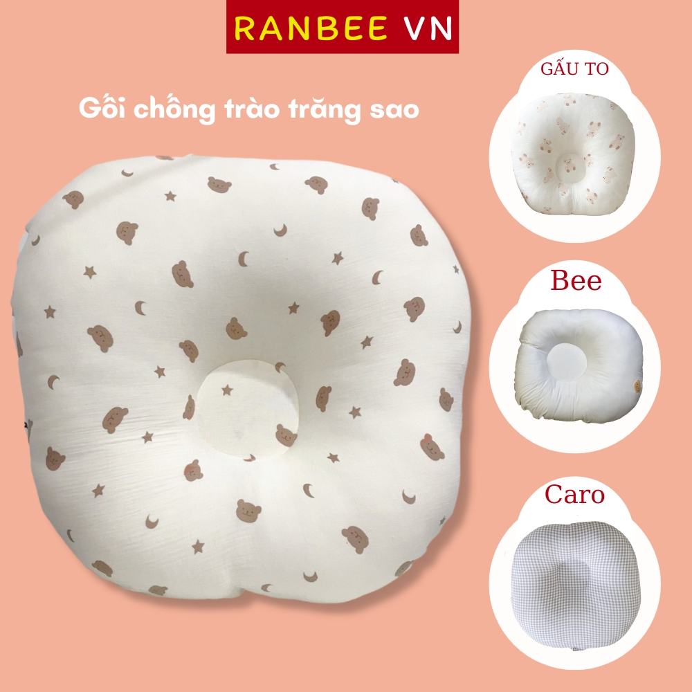 Gối Chống Trào Ngược Cho Bé Ranbee Chất Liệu Cotton Mềm Mại, Thoáng Khí, An Toàn