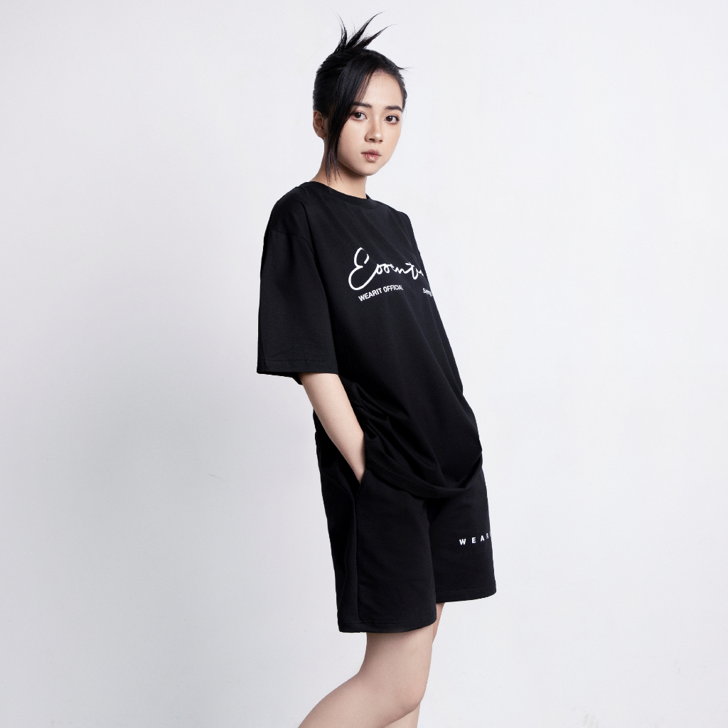 Áo thun tay lỡ WEARIT cotton 100%, form rộng basic in chữ new tee unisex