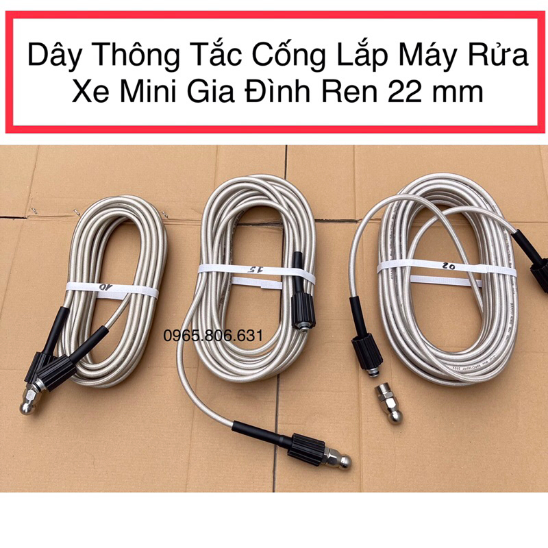 Cuộn Dây Thông Tắc Cống Bằng Áp Lực Nước Sử Dụng Máy Rửa Xe Đã Kèm Đầu Van