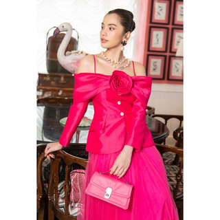Off-shoulder Taffeta Vest
