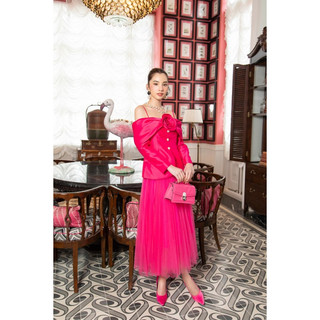 Off-shoulder Taffeta Vest