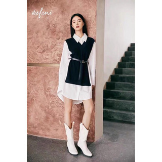 Đầm len phối sơ mi Eifini