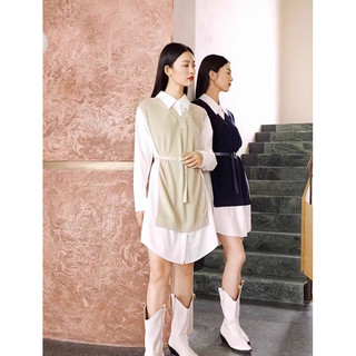 Đầm len phối sơ mi Eifini