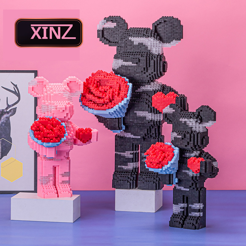 Lego bearbrick mô hình lắp ráp 35cm XINZ đồ chơi lắp ráp hình chú gấu violent bears 33cm nhỏ dễ thương