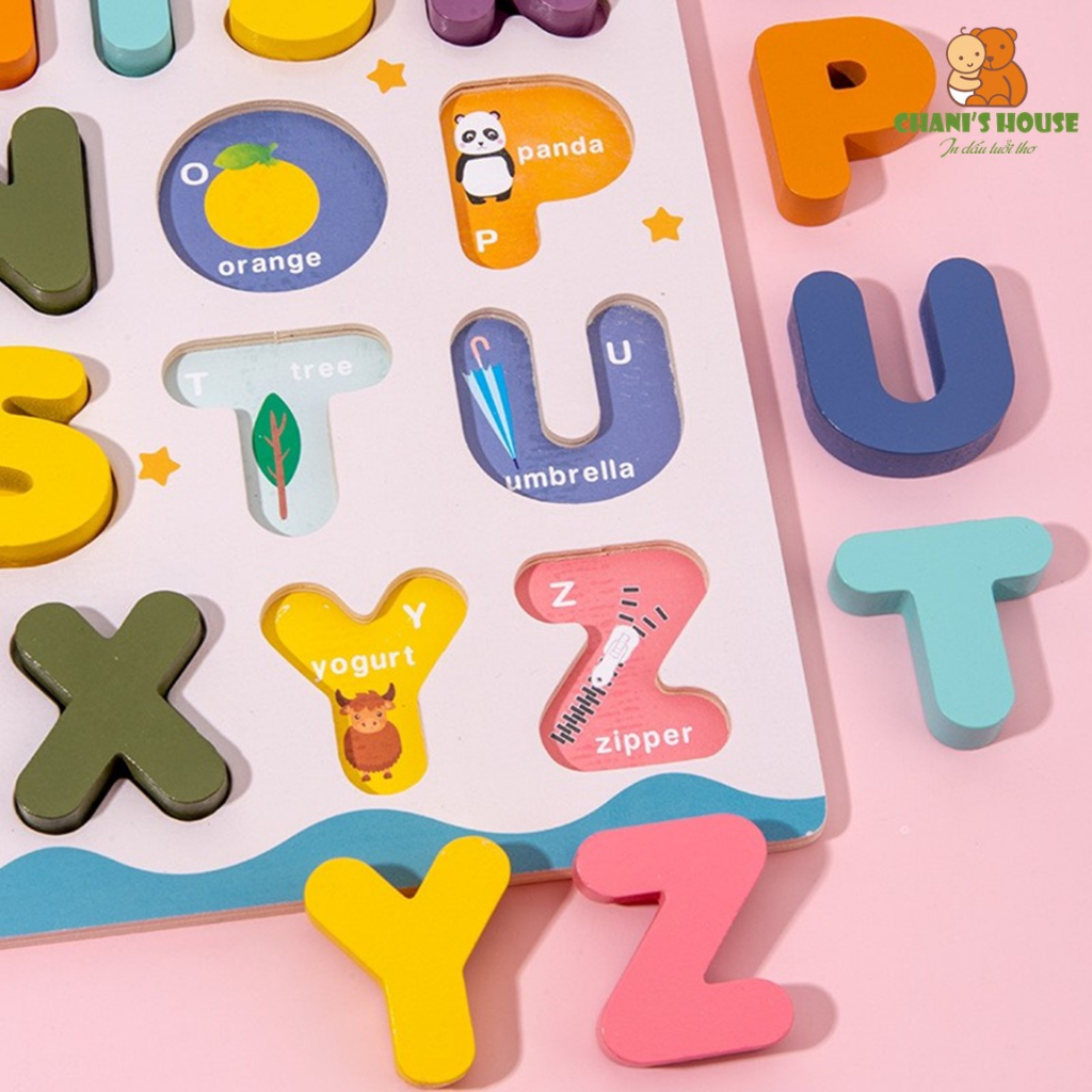 ĐỒ CHƠI BẢNG GHÉP HÌNH BẢNG CHỮ CÁI, SỐ VÀ PHÉP TÍNH BẰNG GỖ CAO CẤP