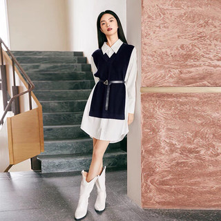Đầm len phối sơ mi Eifini