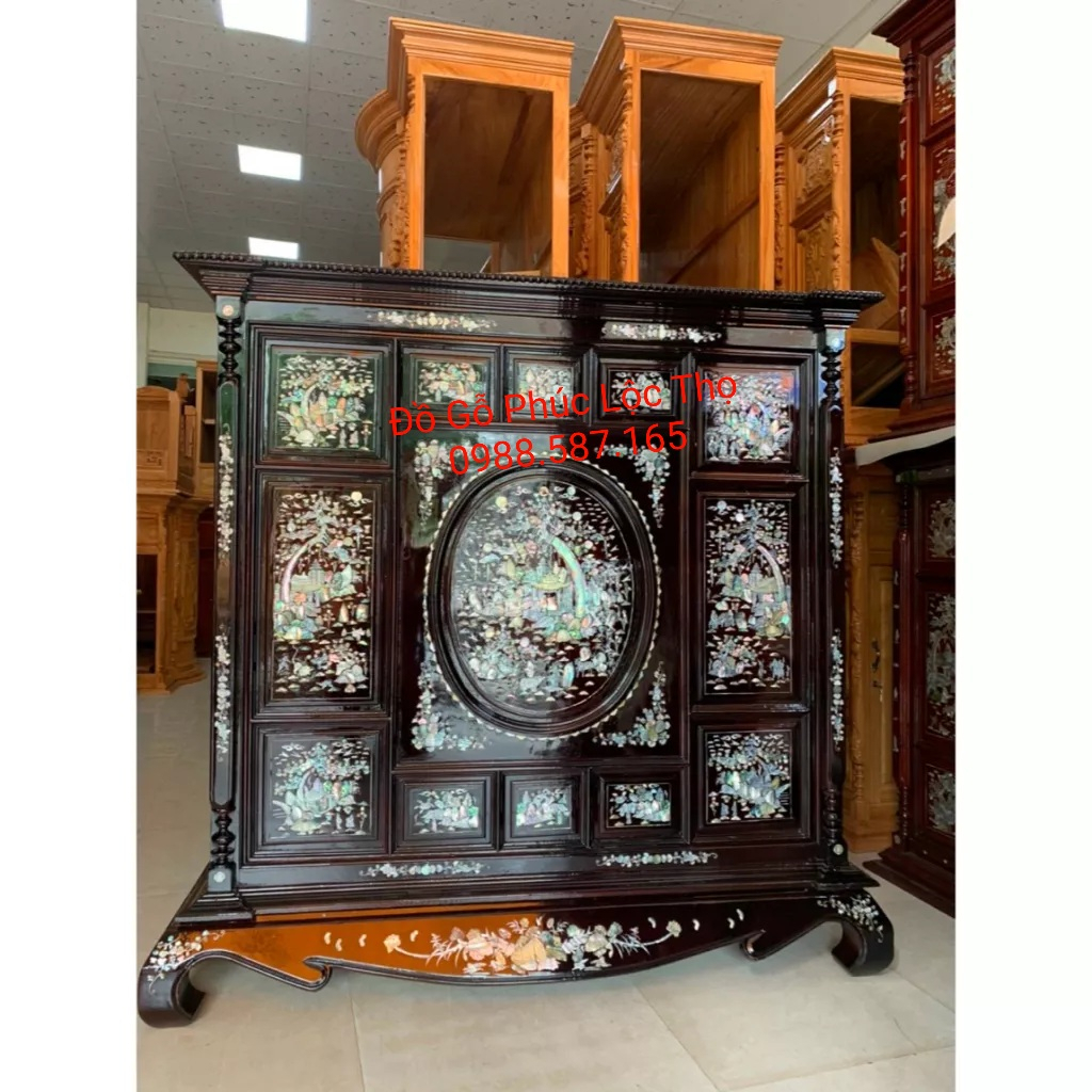 Tủ thờ căm xe mẫu Vip cẩn đá ngang 1m33-1m53 nhiều màu  32RSGB