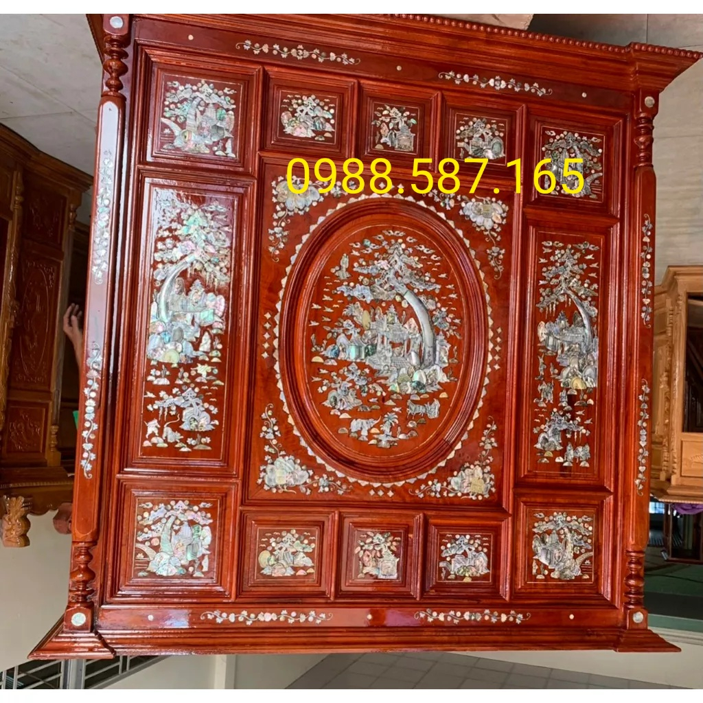 Tủ thờ căm xe mẫu Vip cẩn đá ngang 1m33-1m53 nhiều màu  32RSGB