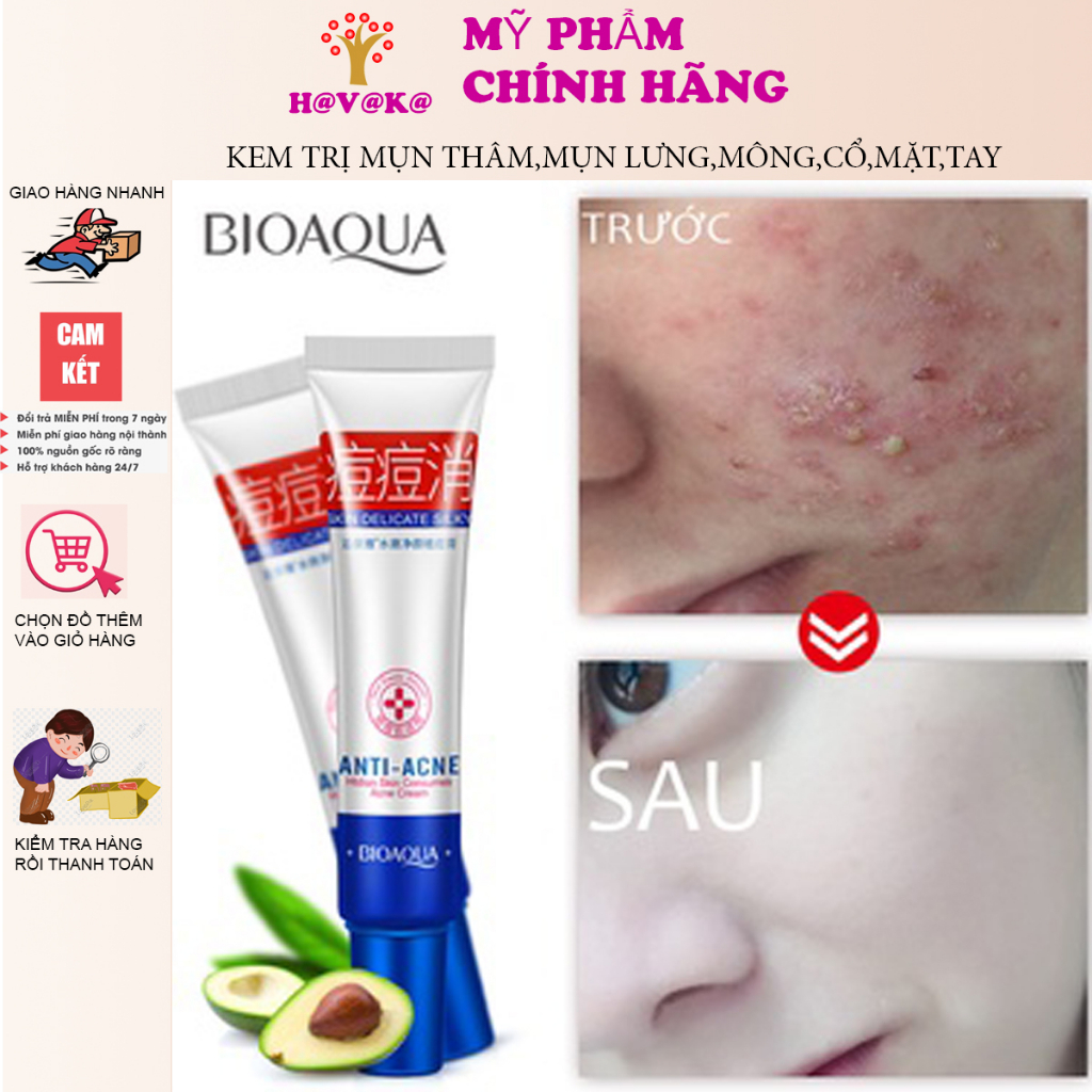 Kem ngừa mụn,bôi ngoài da,mờ thâm,ngừa sẹo,tái tạo da như ban đầu,ngăn ngừa mụn hình thành 24h BIOAQUA 30g