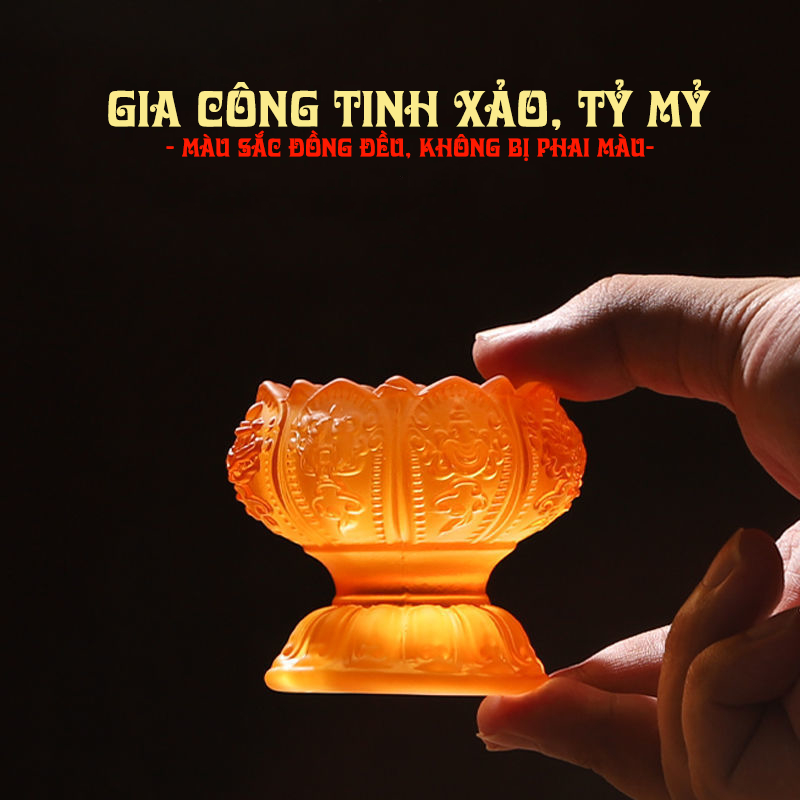 Chân đế nến thủy tinh liên hoa lưu ly tráng men cao cấp nhiều màu sắc - Trang trí nhà cửa, ban thờ