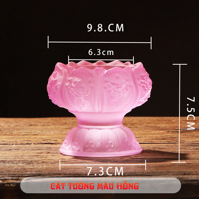 Chân đế nến thủy tinh liên hoa lưu ly tráng men cao cấp nhiều màu sắc - Trang trí nhà cửa, ban thờ