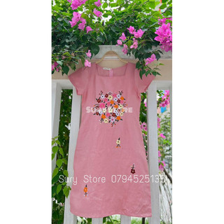 Đầm linen cổ vuông trẻ trung