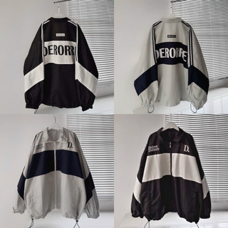 Áo khoác dù 2 lớp Nam Nữ Unisex cổ bẻ phối màu thể thao in Derero D. Hàn quốc MCTPkhoac315