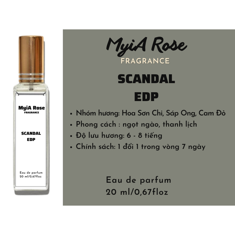 Nước Hoa Nữ Scandal edp chính hãng MyiA Rose phong cách ngọt ngào, thanh lịch 20ml