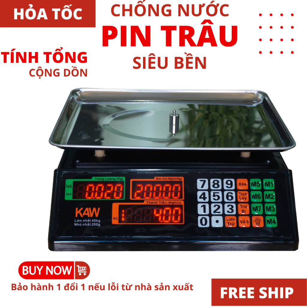 Cân điện tử cao cấp, Cân Điện Tử Tính Tiền KAW K450 40KG Dễ sử dụng, Kết quả số lượng chính xác-BẢO HÀNH CHÍNH HÃNG