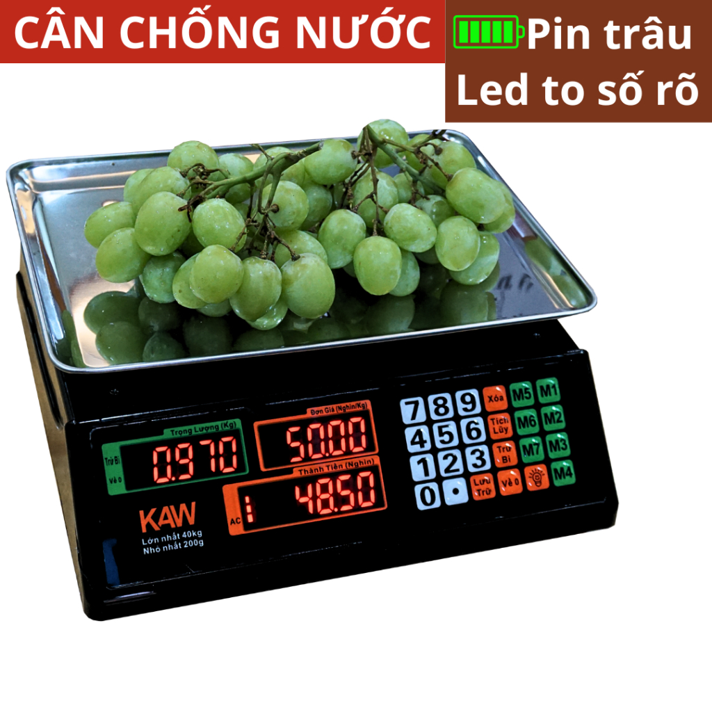 Cân Điện Tử Tính Tiền Chống nước KAW 40 kg tiện, dễ sử dụng, chính xác, bền - Hàng chính hãng