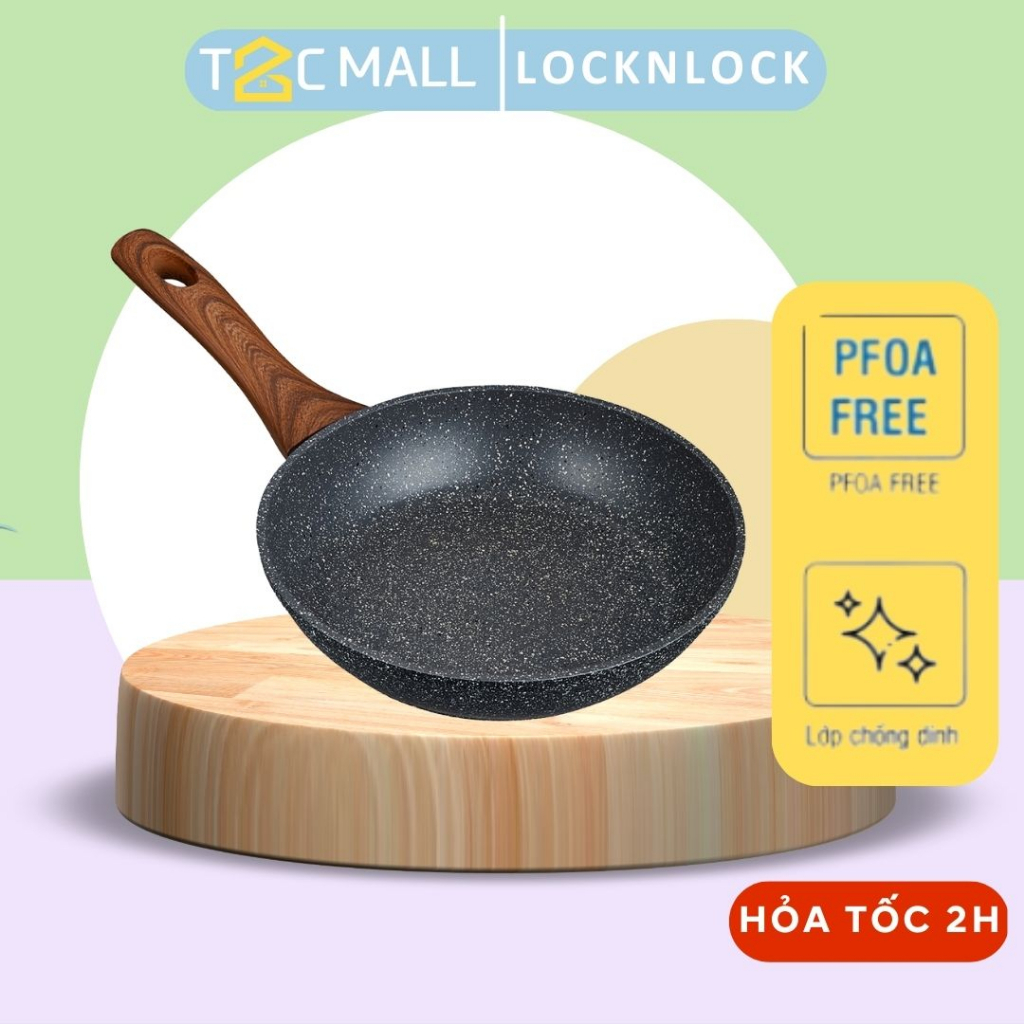 Chảo Nhôm Đá LocknLock BAUM Marble Chống Dính Lock&Lock Nhiều Kích Cỡ LBU1203C LBU1283C 24cm LBU1243C - T2Cmall