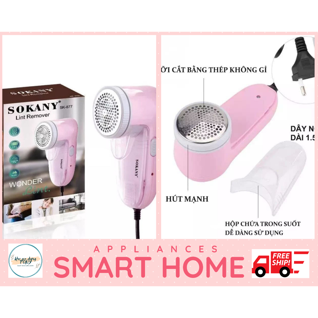 Máy cắt lông xù quần áo SOKANY SK877 dùng điện cắt siêu bén siêu bền tiện lợi Tặng kèm lưỡi cắt cây quét bụi