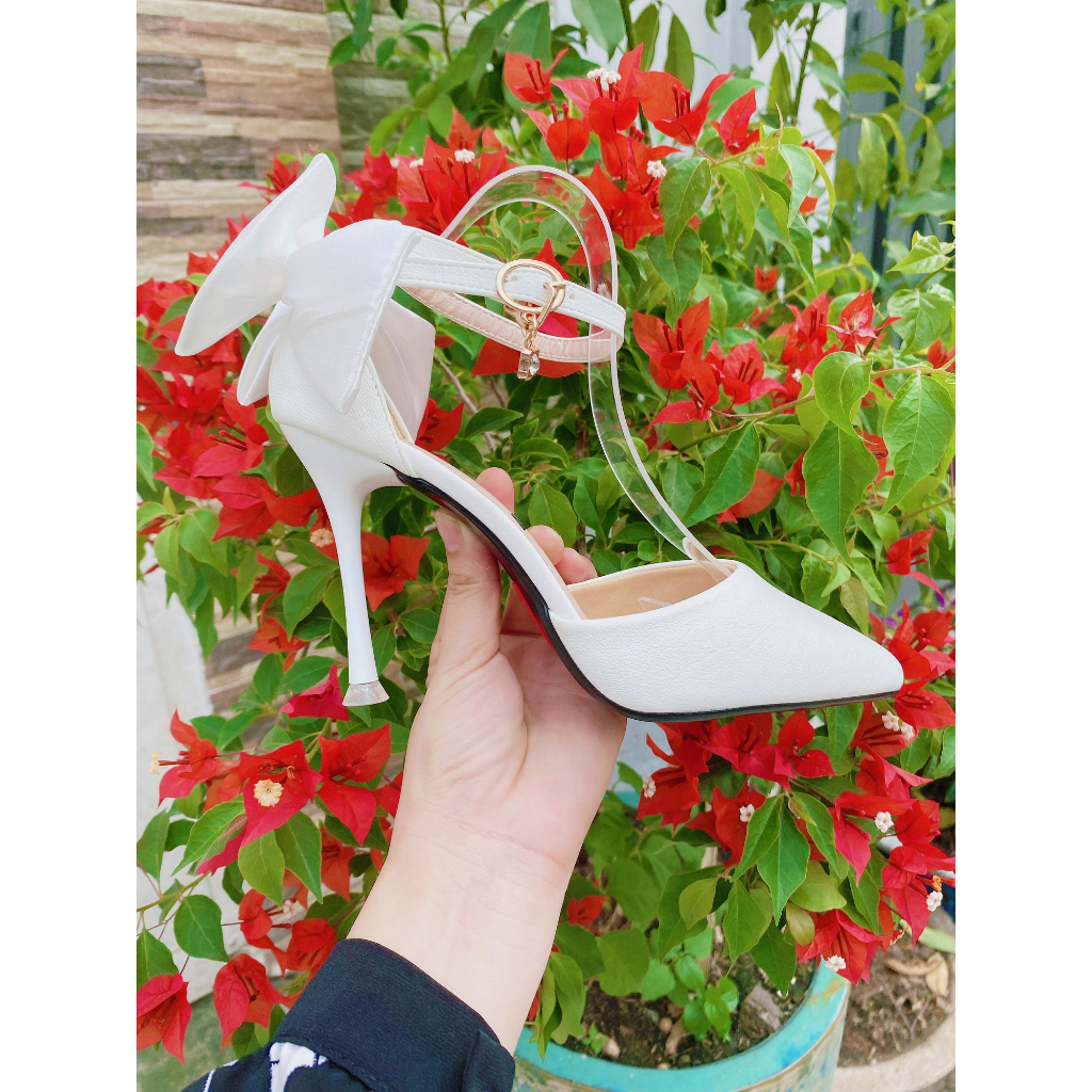 Giày cô dâu tiểu thư 9 phân nơ hậu
