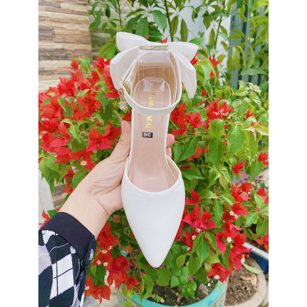 Giày cô dâu tiểu thư 9 phân nơ hậu
