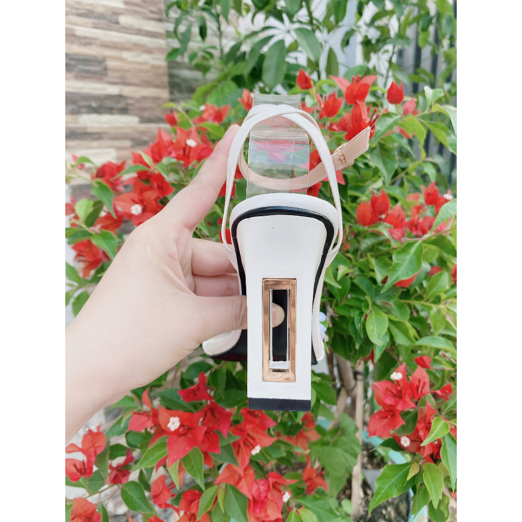 GIÀY CAO GÓT NƠ GẮN NGỌC 9.5 PHÂN TRẮNG