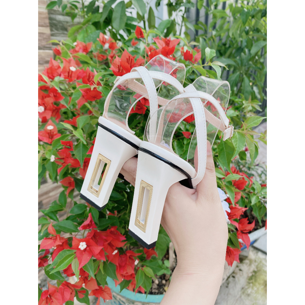 GIÀY CAO GÓT NƠ GẮN NGỌC 9.5 PHÂN TRẮNG