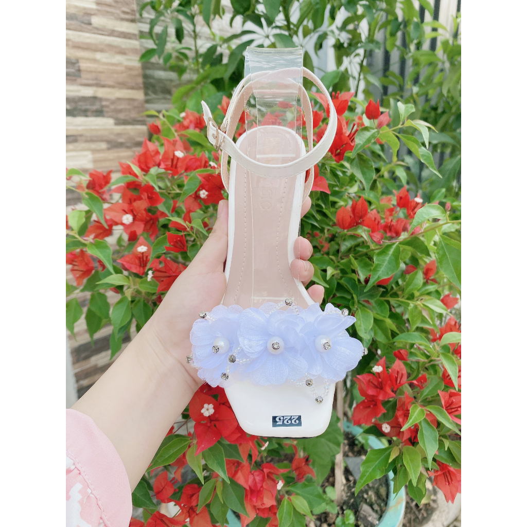 GIÀY CAO GÓT NƠ GẮN NGỌC 9.5 PHÂN