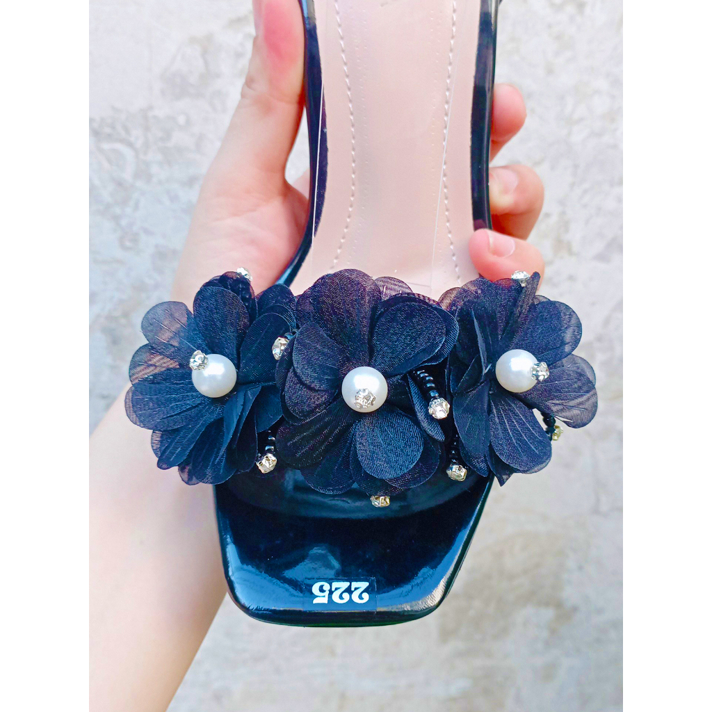 GIÀY CAO GÓT NƠ GẮN NGỌC 9.5 PHÂN