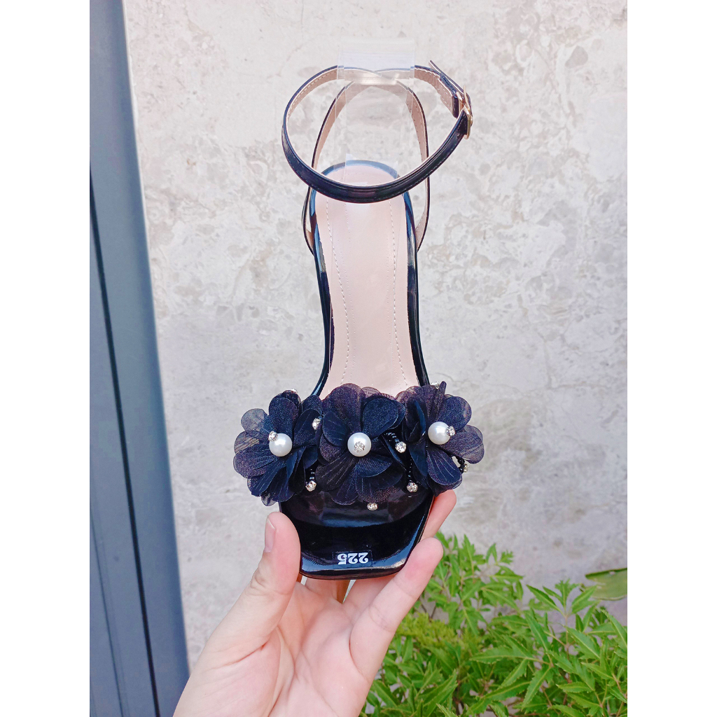 GIÀY CAO GÓT NƠ GẮN NGỌC 9.5 PHÂN