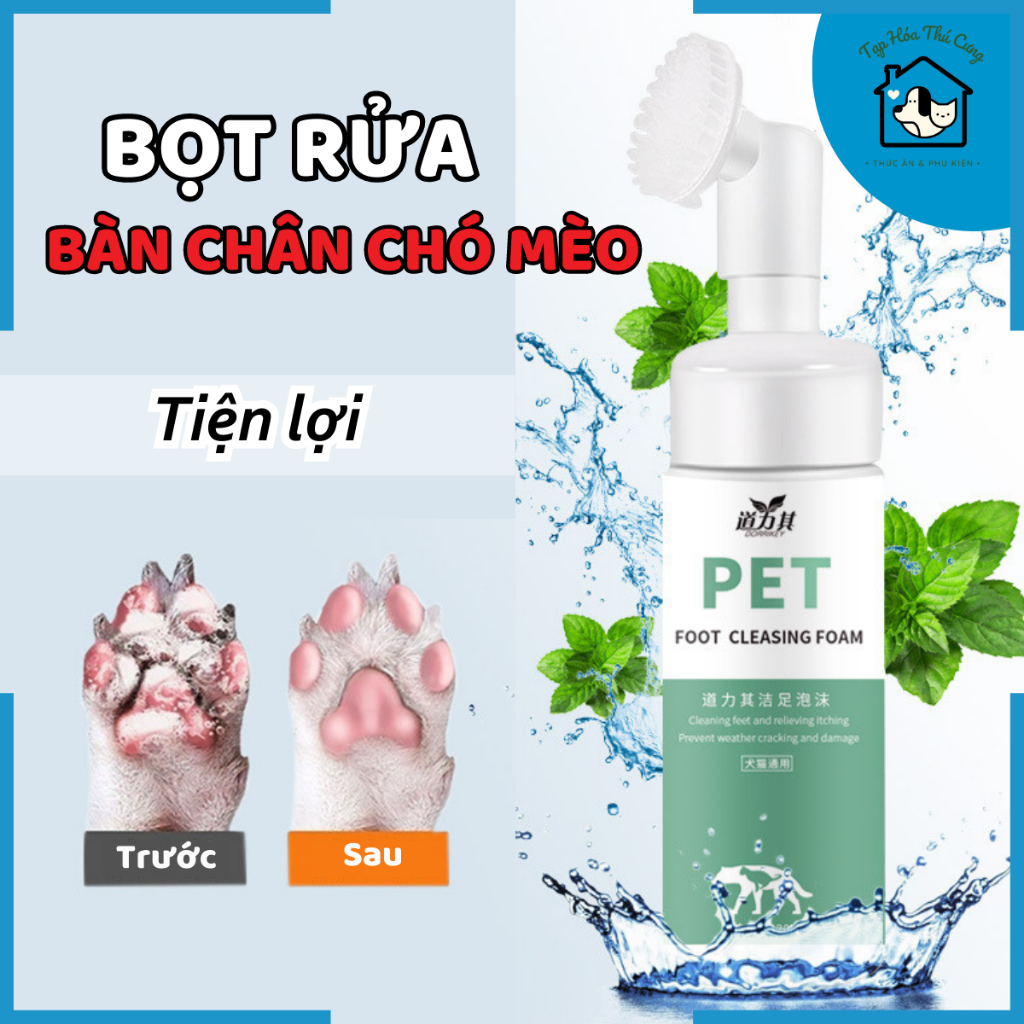 Bọt rửa chân chó mèo Dorrikey, làm sạch kẽ chân cho chó và mèo không cần rửa lại với nước