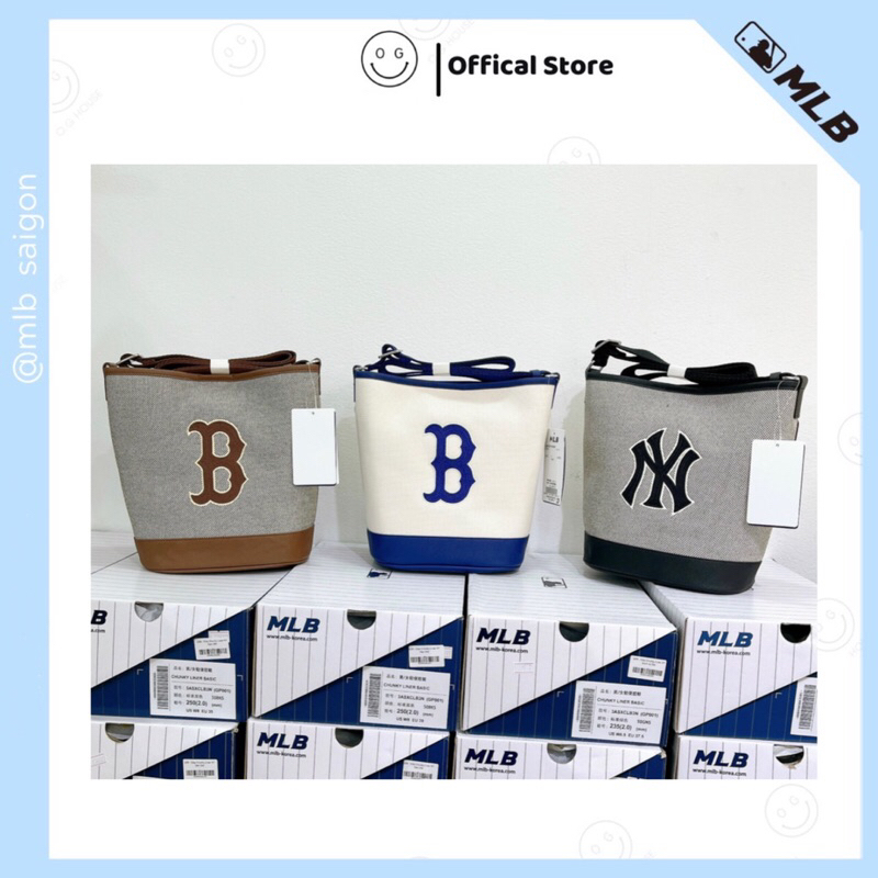 Túi MLB Basic Big Logo Canvas Bucket Bag New York Yankees 3Abms072N Màu Đen Nâu xanh