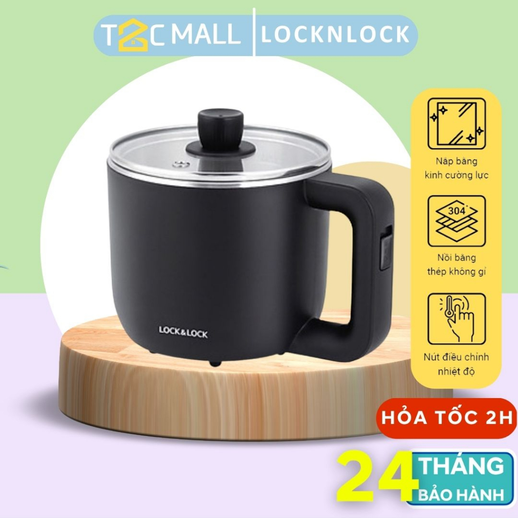 Nồi điện đa năng LocknLock 0.8L Kèm Khay Hấp Trứng EJP116BLK T2Cmall
