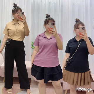 ÁO THUN CỔ TRỤ CHẤT THUN GÂN BIGSIZE Nữ 68kg đến 95kg