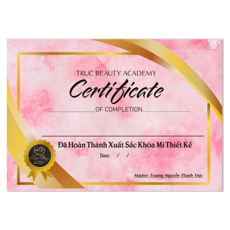 Bằng công nhận spa,  bằng khen, tình yêu, nail, salon,  doanh nghiệp,... thiết kế theo yêu cầu miễn phí
